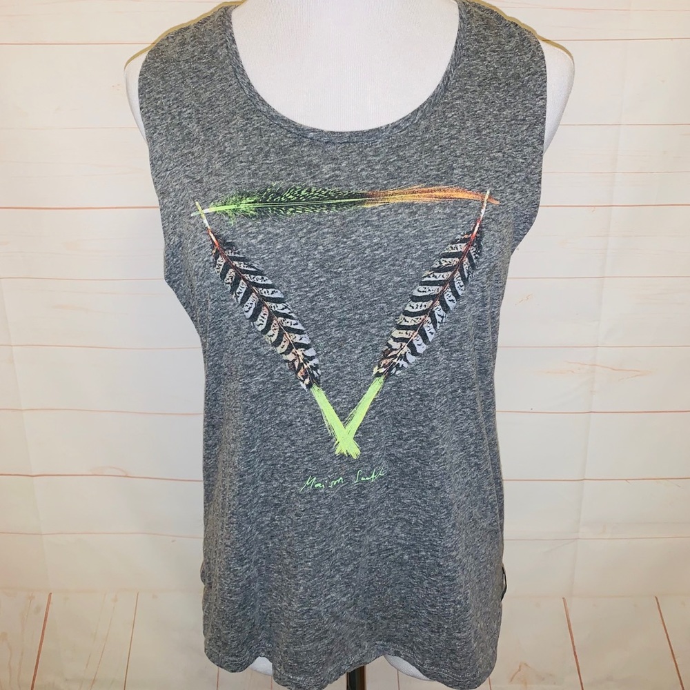 Maison Scotch Nomade Grey Feathers Oversized Tank